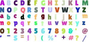 Cheerful Block full alphabet at 1 inch