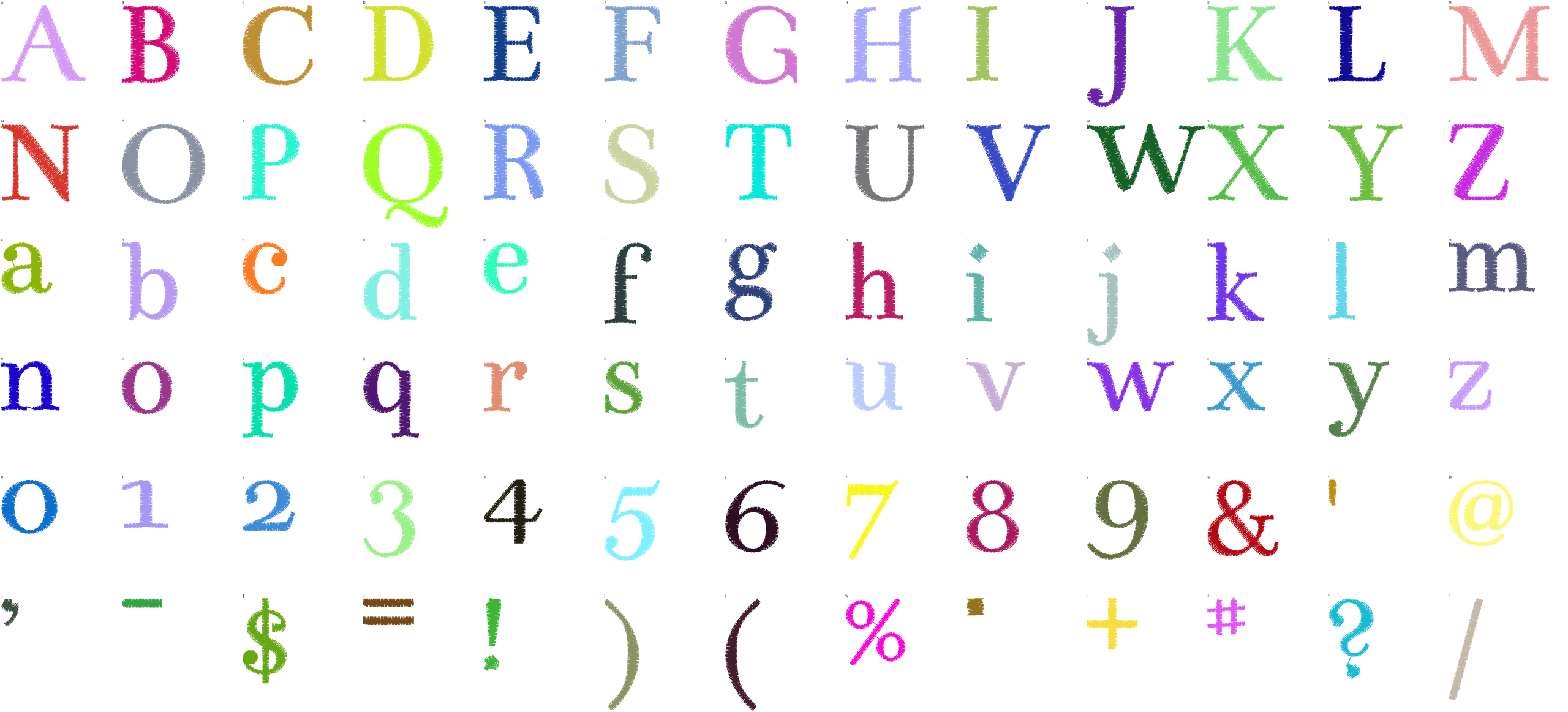 Chronicle Serif full alphabet at 1 inch