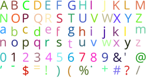 Clearview Sans full alphabet at 1 inch