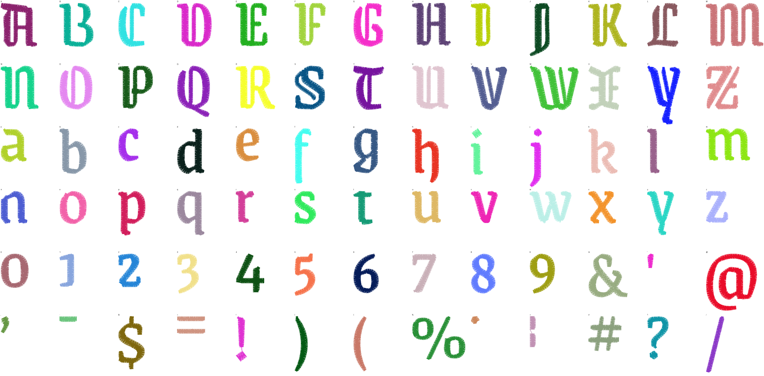 Dark Ages Gothic full alphabet at 1 inch