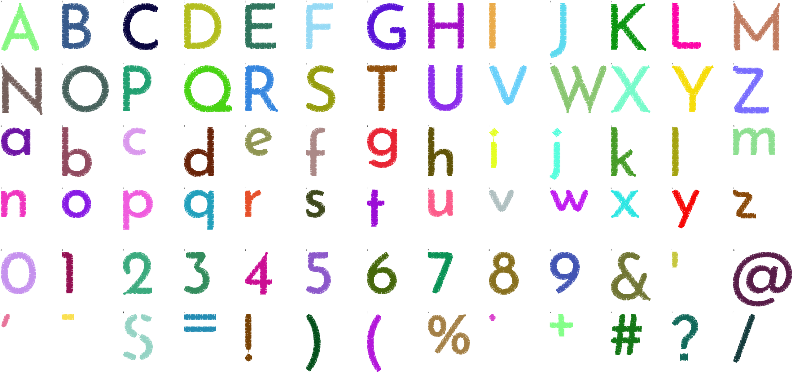 Deco Geometric full alphabet at 1 inch