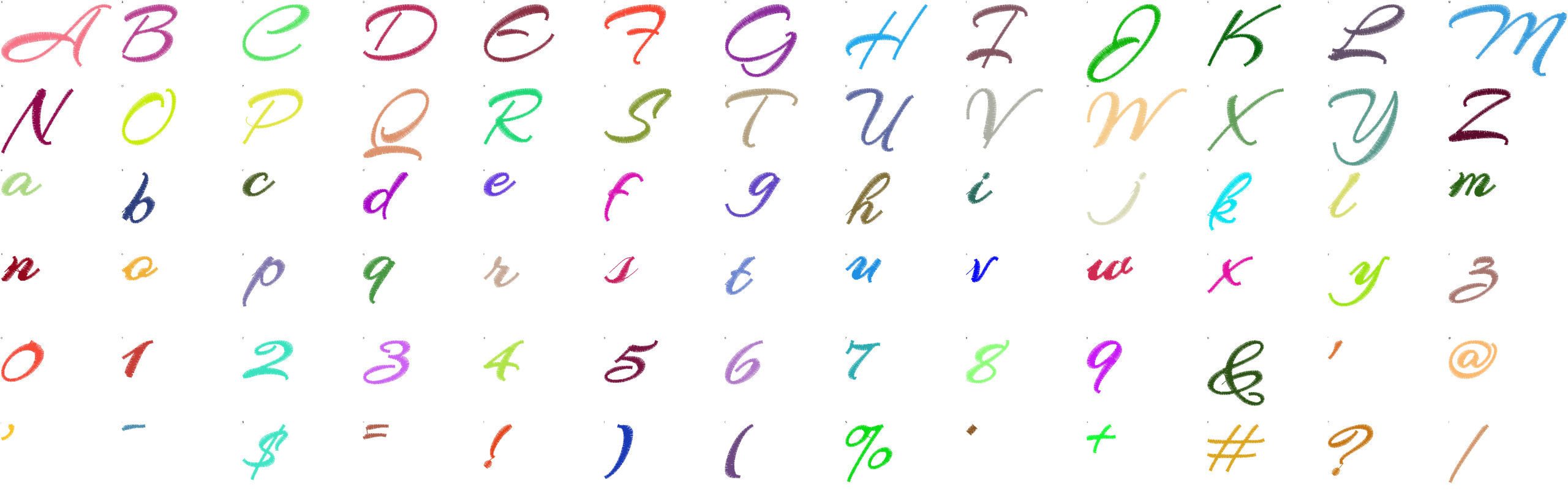 Desert Rose Script full alphabet at 1 inch