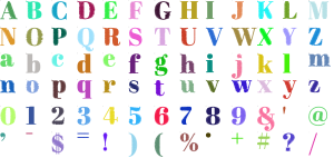 Fashion Fat Face full alphabet at 1 inch