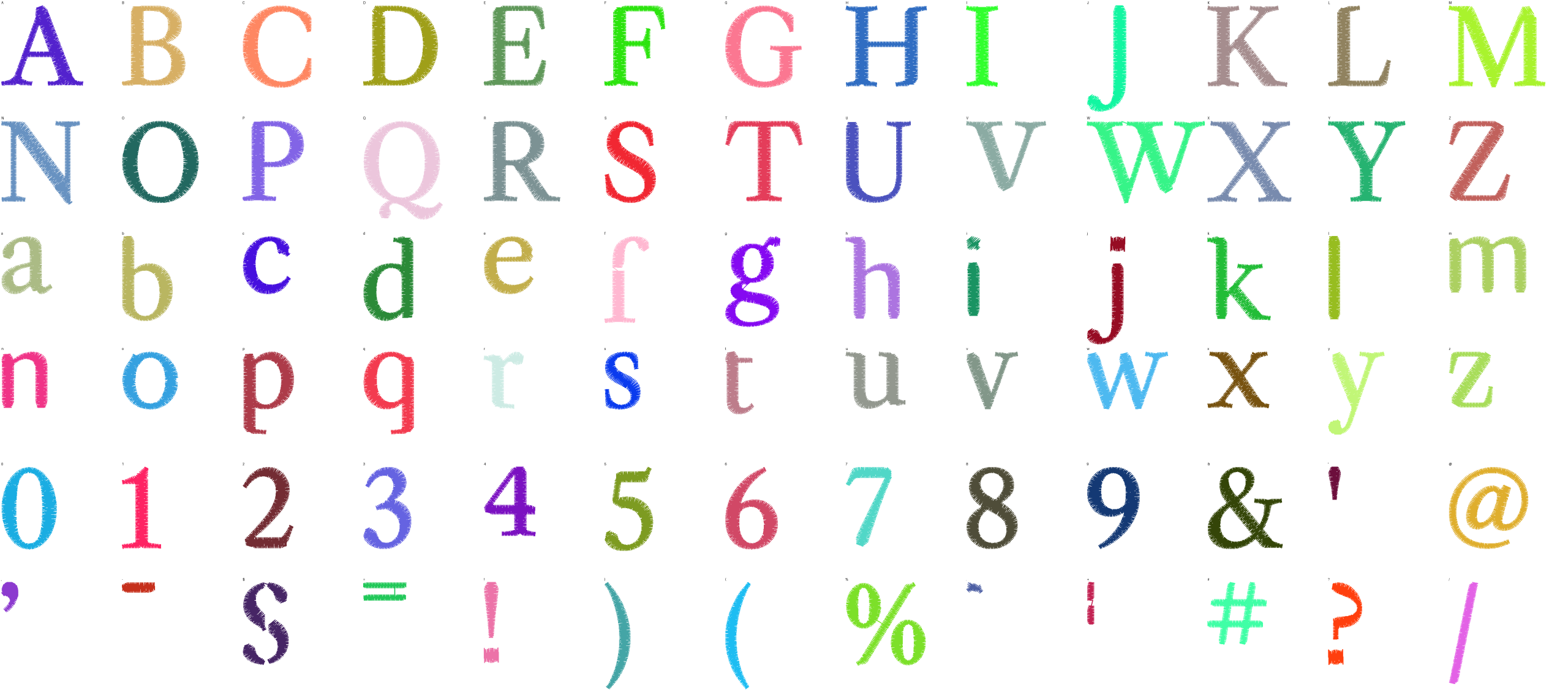 Gazette Serif full alphabet at 1 inch