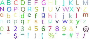 Gentle Sans full alphabet at 1 inch