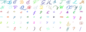 Heirloom Script full alphabet at 1 inch