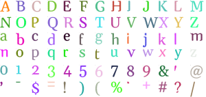 Heritage Serif full alphabet at 1 inch