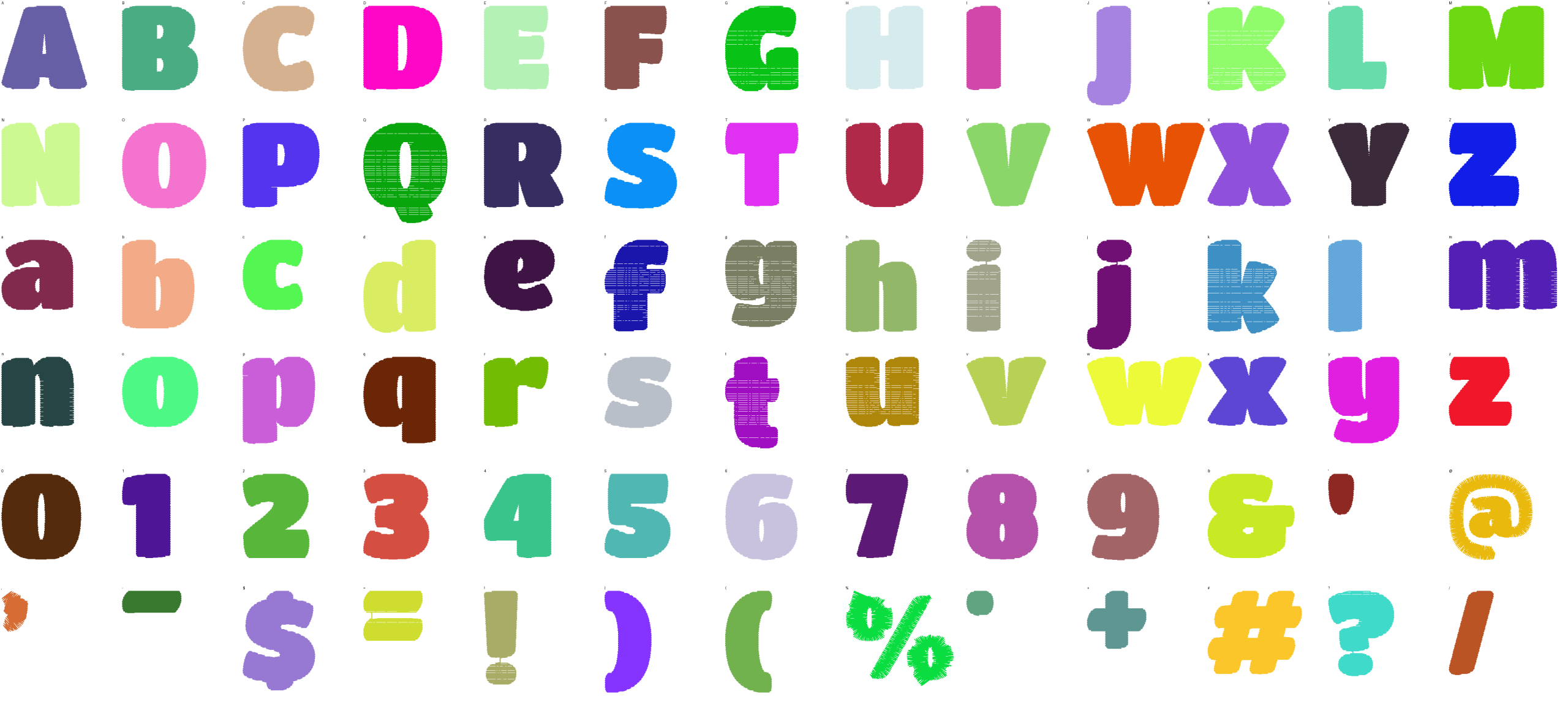 Jumbo Bubble full alphabet at 1 inch