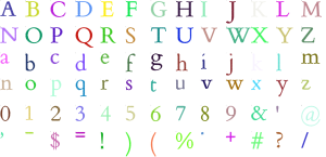 Library Serif full alphabet at 1 inch