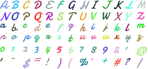 Marigold Script full alphabet at 1 inch