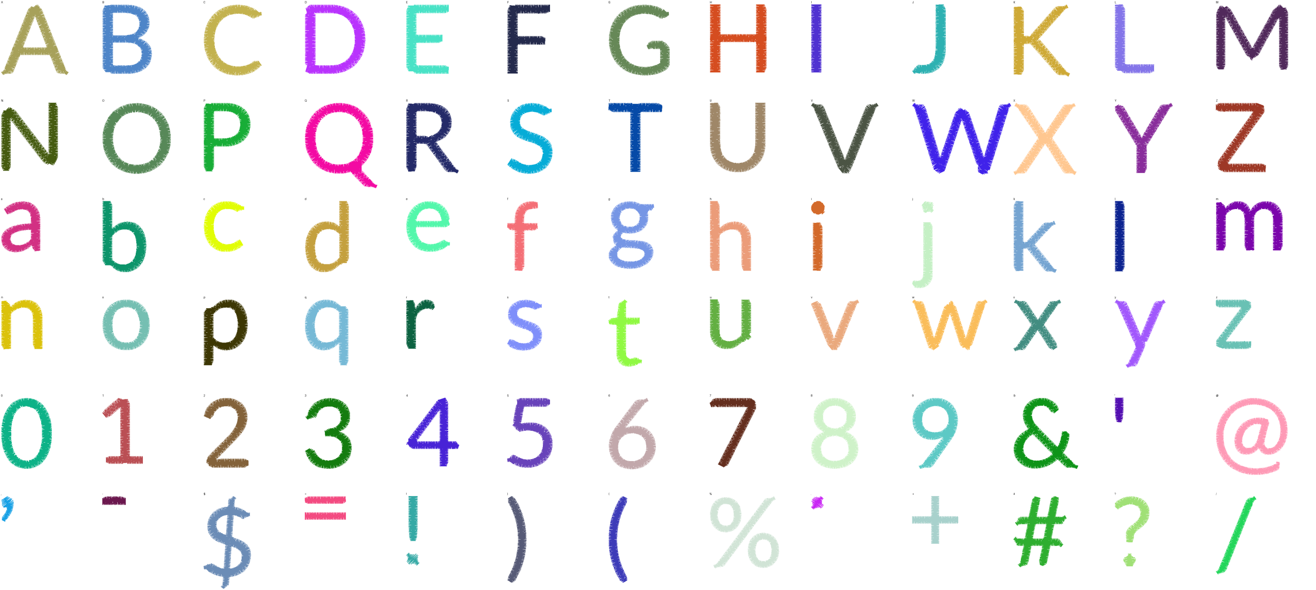 Meadow Sans full alphabet at 1 inch