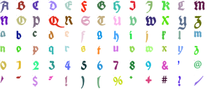 Monastery Blackletter full alphabet at 1 inch