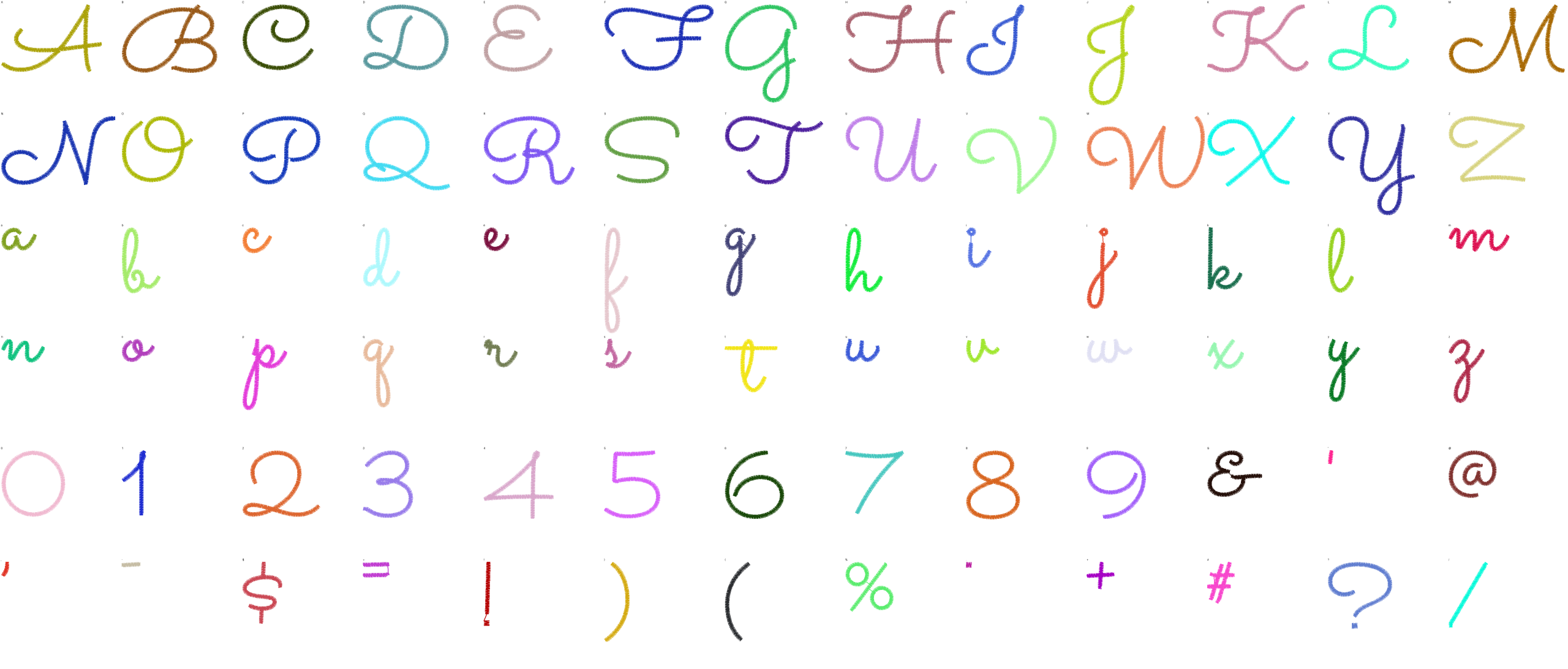 Morning Whisper full alphabet at 1 inch
