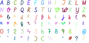 Neon Cursive full alphabet at 1 inch