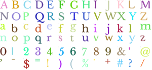 Parish Press full alphabet at 1 inch