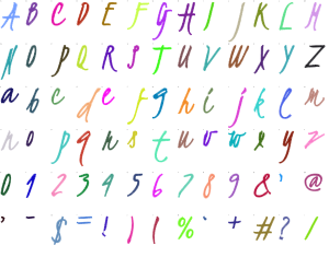 Pencil Whim full alphabet at 1 inch