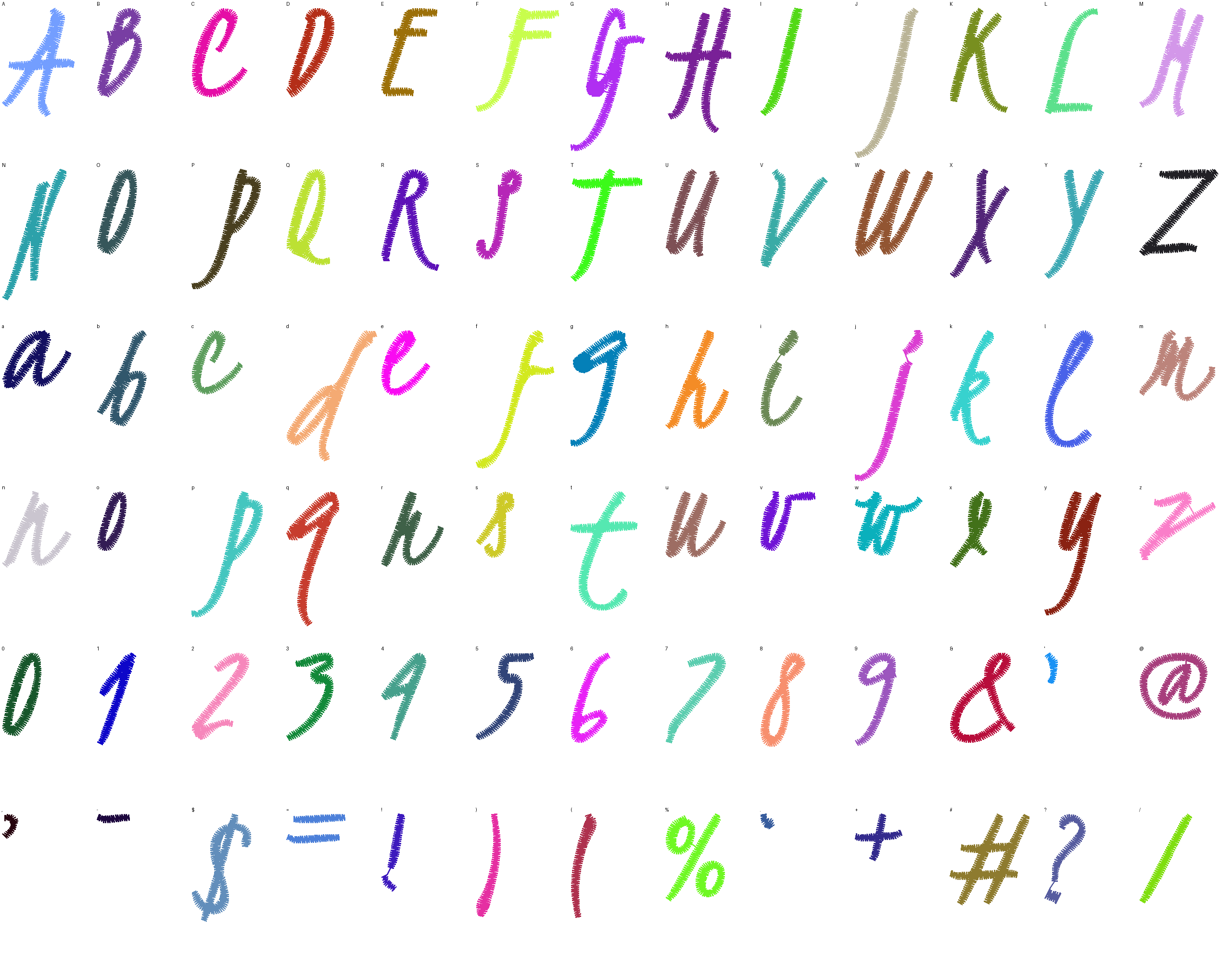 Pencil Whim full alphabet at 1 inch