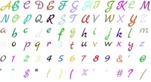 Penmark Script full alphabet at 1 inch