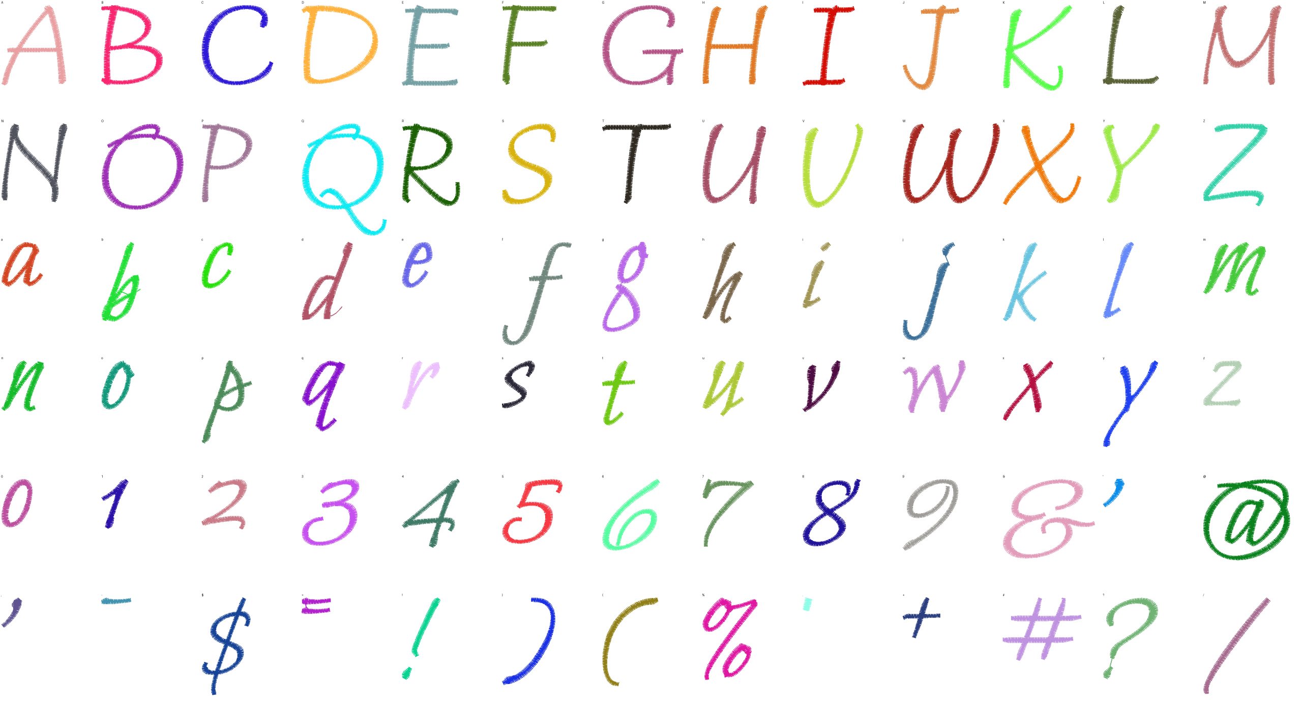 Quill Notes full alphabet at 1 inch