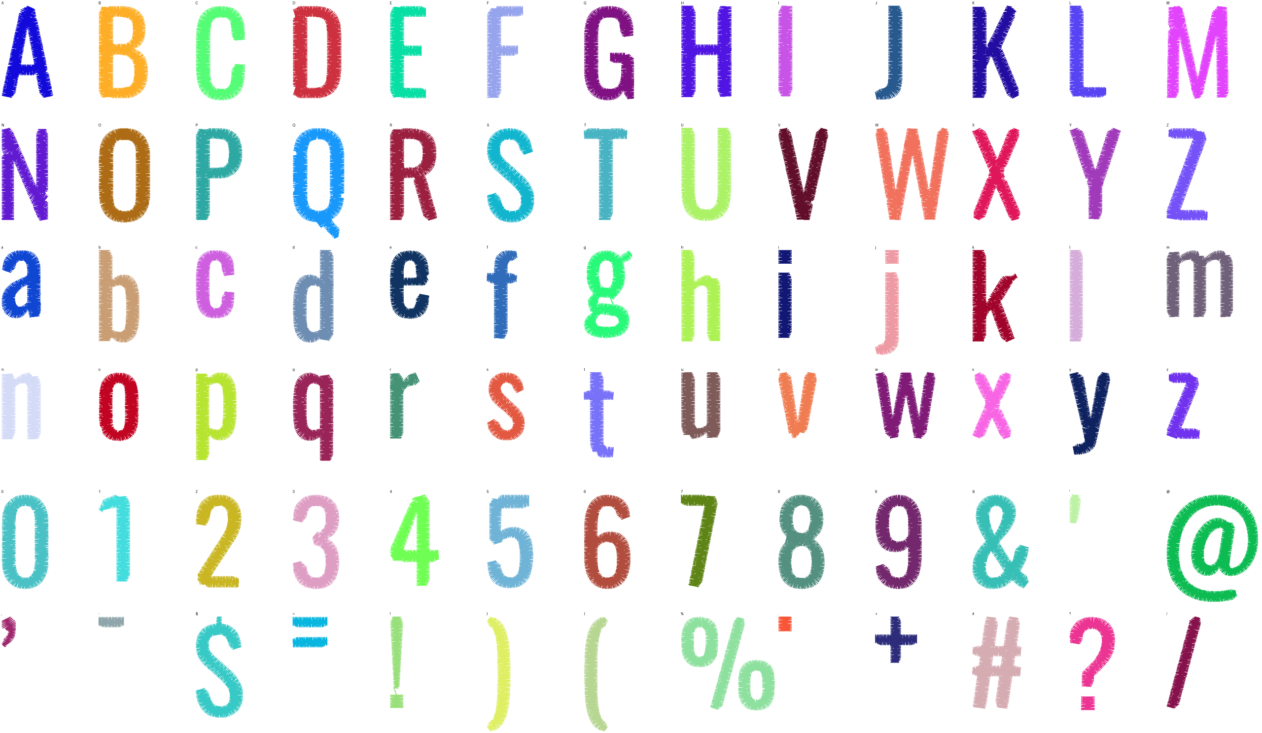 Rail Condensed full alphabet at 1 inch