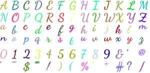 Ribbon Dance full alphabet at 1 inch