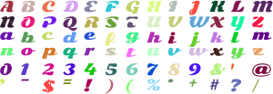 Rounded Banner full alphabet at 1 inch