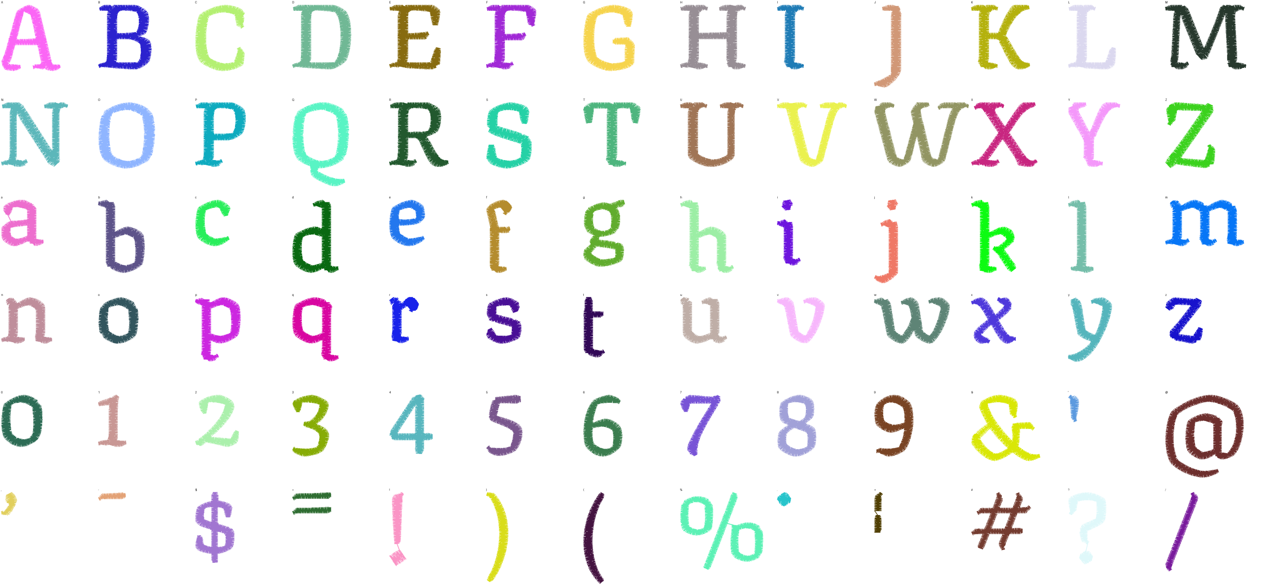 Scribe Gothic full alphabet at 1 inch