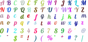 Seaside Script full alphabet at 1 inch