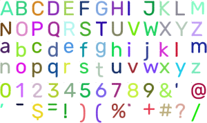 Soft Corner Sans full alphabet at 1 inch