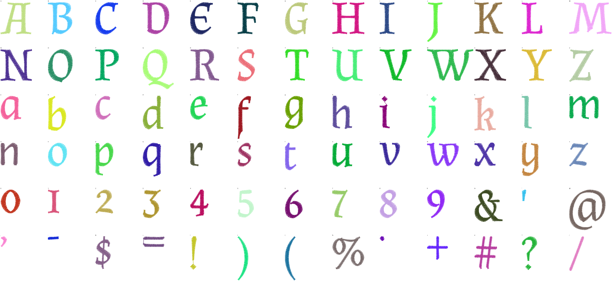 Sorcerer Serif full alphabet at 1 inch
