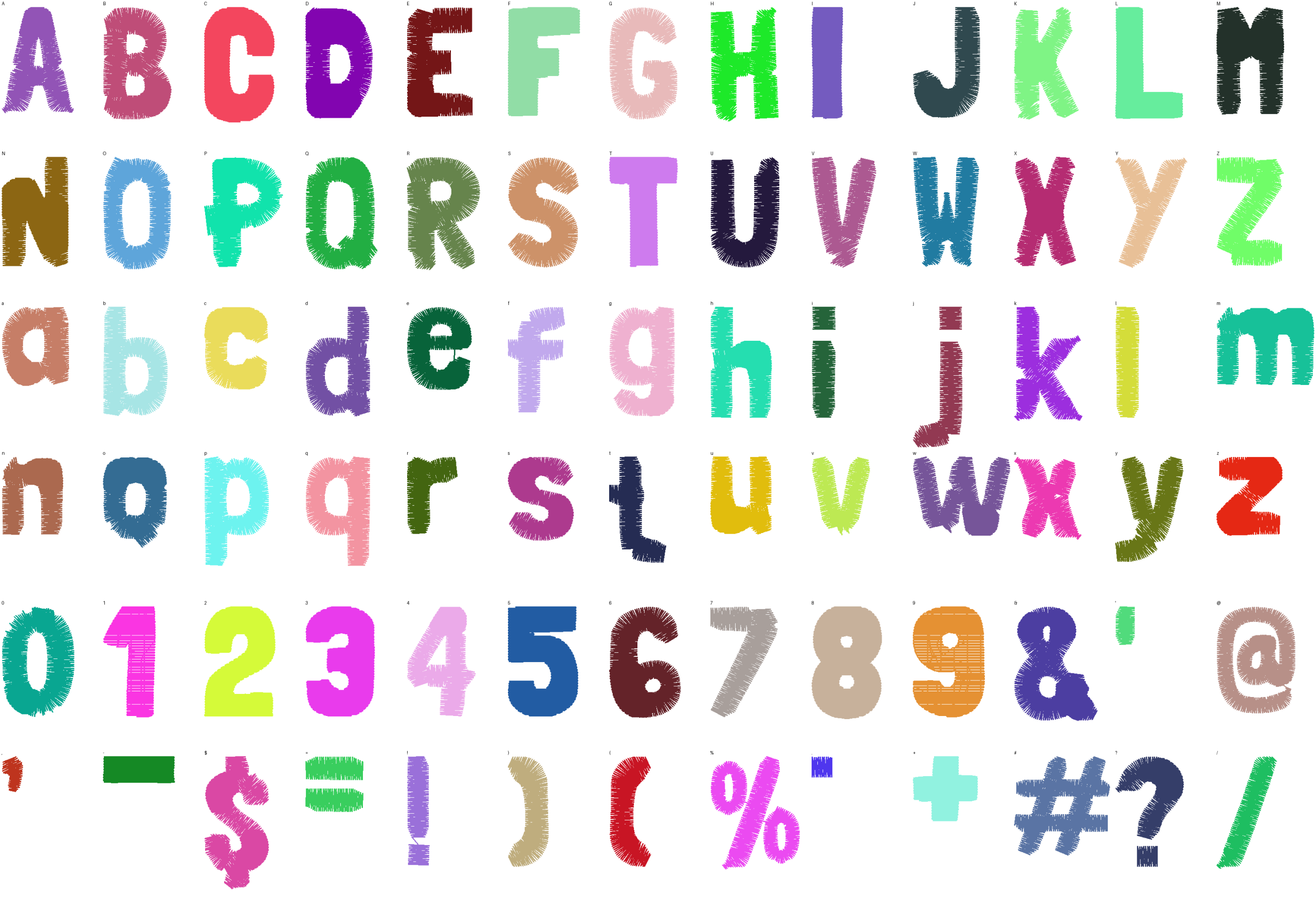 Stamp Solid full alphabet at 1 inch