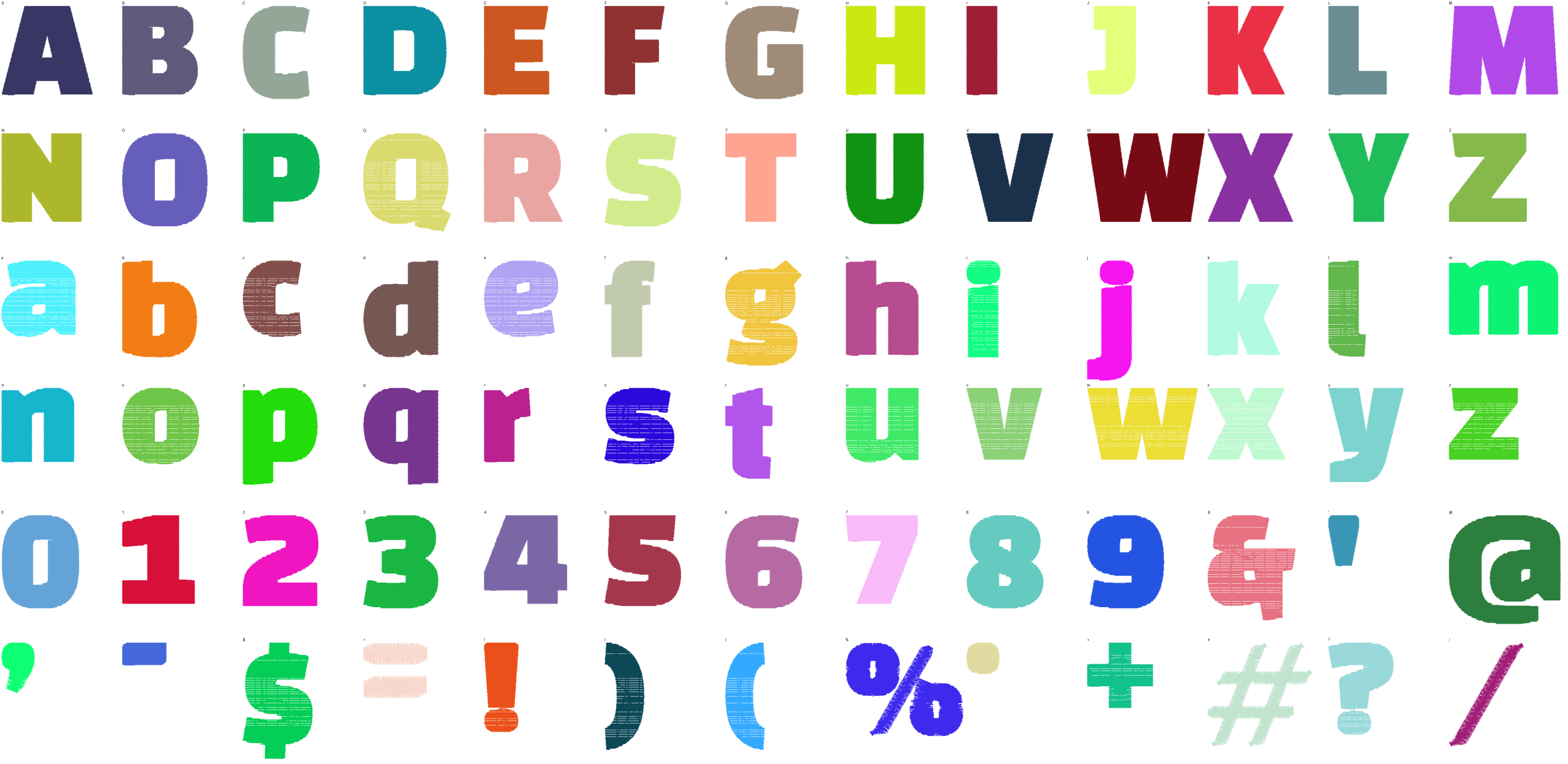 Sticker Block full alphabet at 1 inch