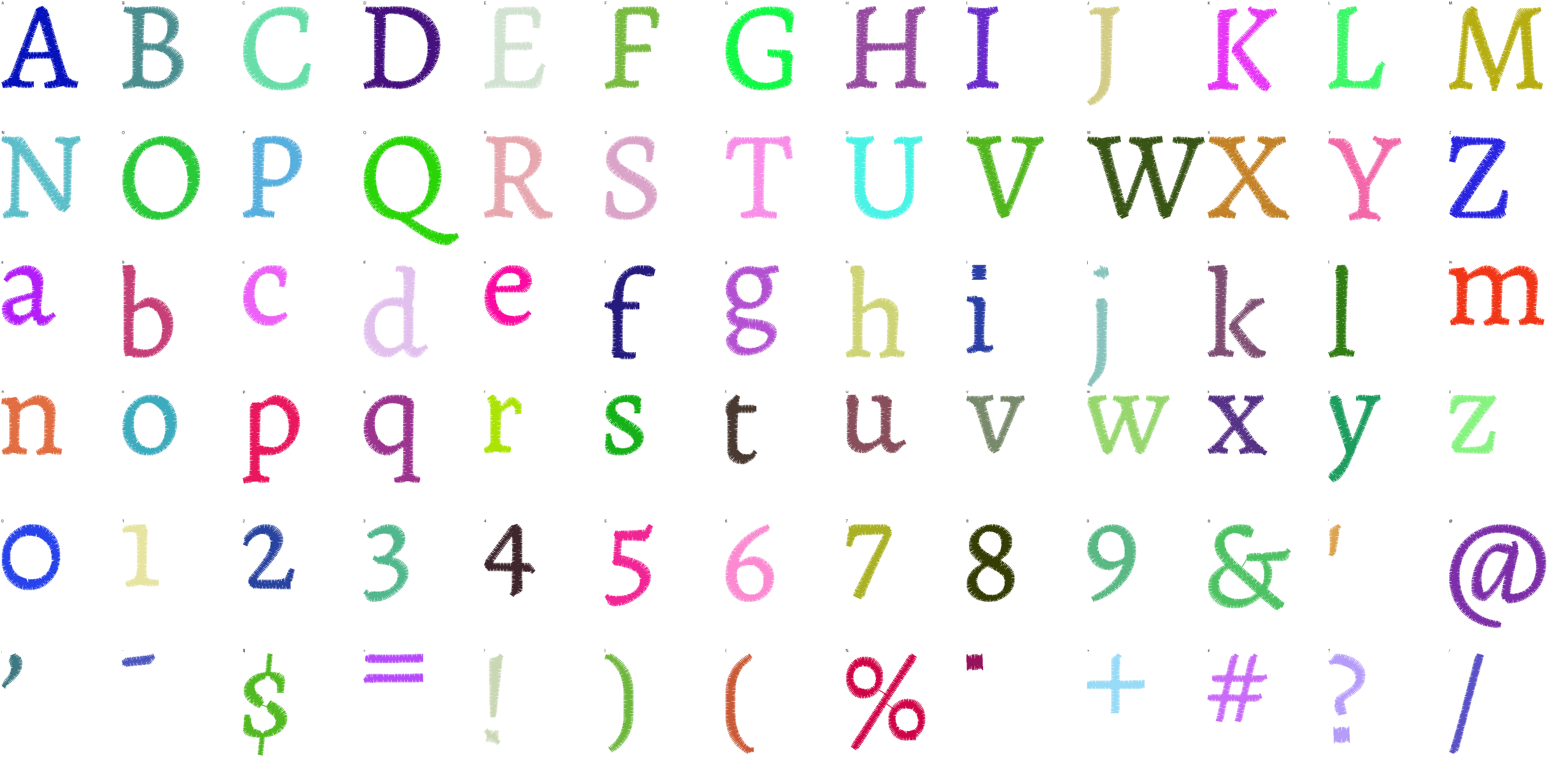 Storybook Serif full alphabet at 1 inch