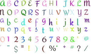 Temple Brush full alphabet at 1 inch