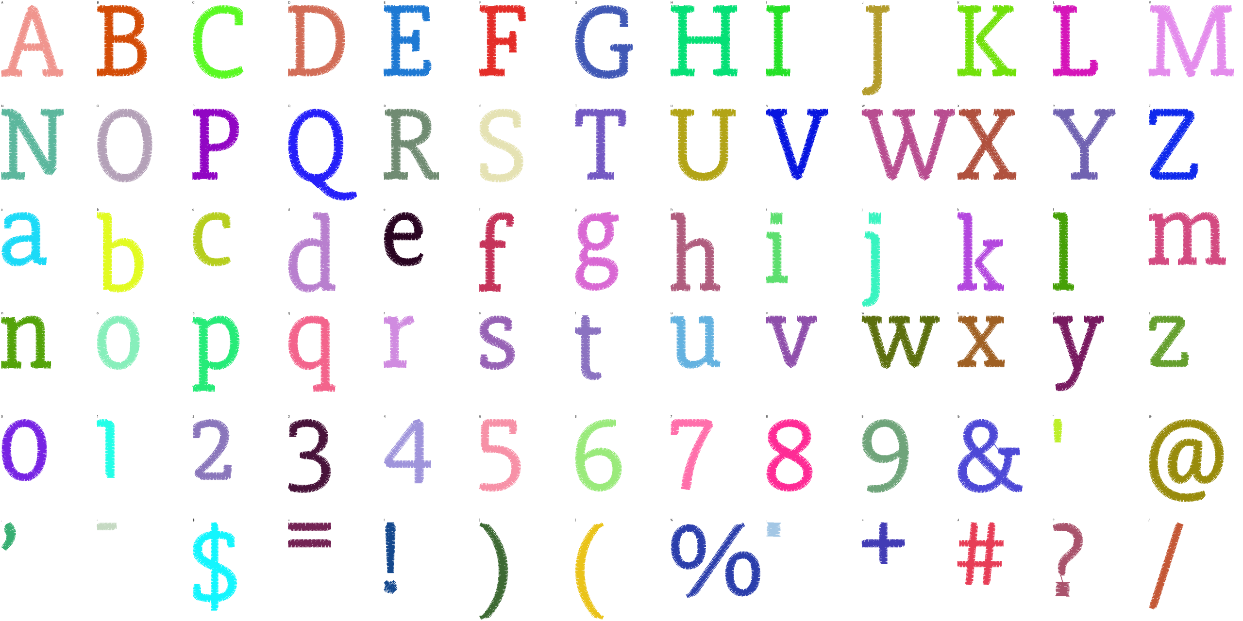 Tidy Slab full alphabet at 1 inch