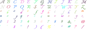 Tuscan Script full alphabet at 1 inch